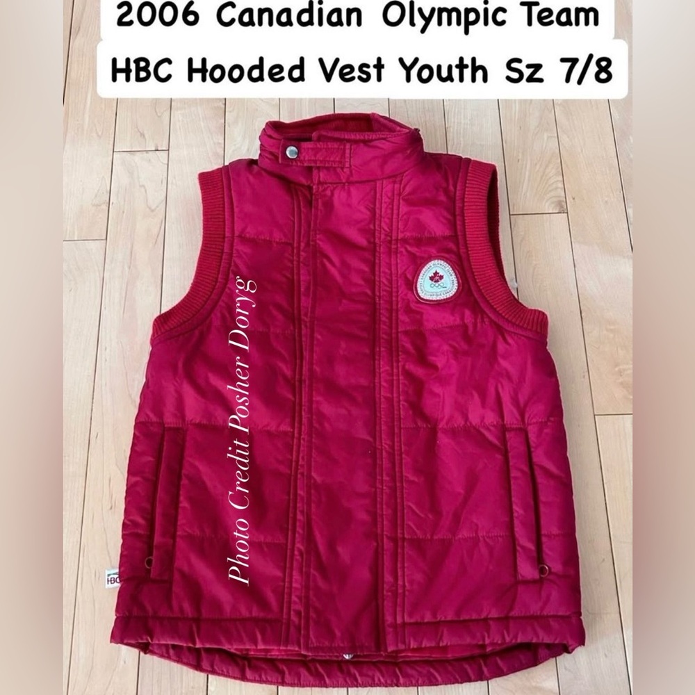 2006 Torino Canadian Olympic Team Youth Hooded Vest - Red